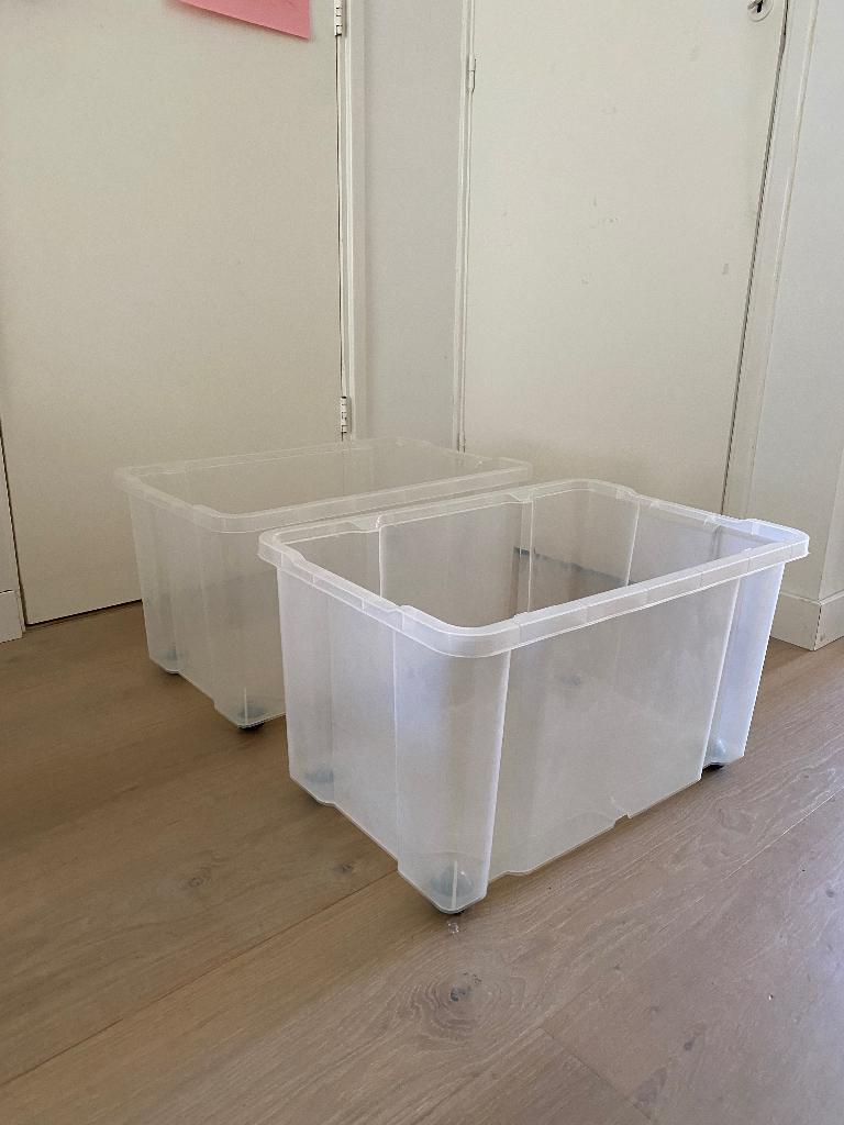 2 plastic bakken op wieltjes, Gebruikt, 50 tot 75 cm, Ophalen of Verzenden, Minder dan 40 cm