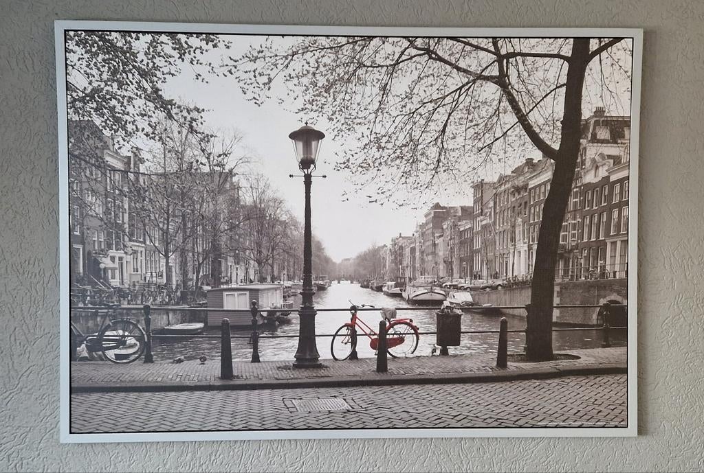 Groot Ikea schilderij 'Amsterdam' , 101 x 140cm, Ophalen, 125 cm of meer, Zo goed als nieuw, Schilderij