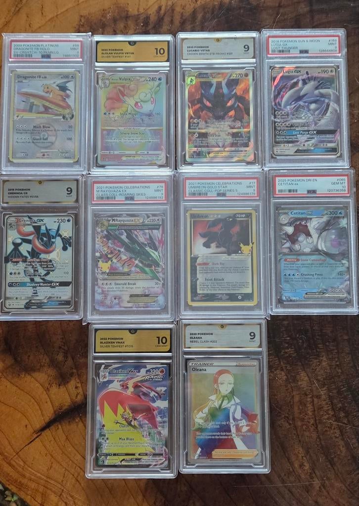 10 x pokemon slab gegraded 9 & 10, Ophalen of Verzenden, Zo goed als nieuw