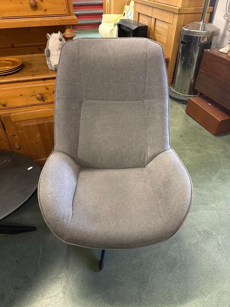 Comfortabele stoffen draaifauteuil - Grijs, Huis en Inrichting, Fauteuils, Ophalen, Gebruikt, Stof, 75 tot 100 cm