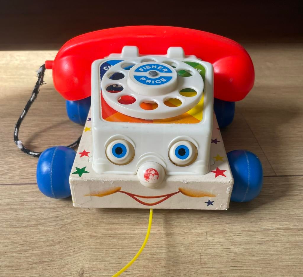 Vintage fisher price telefoon chatter telephone retro, Ophalen of Verzenden, Zo goed als nieuw, Duw- of Trekspeelgoed