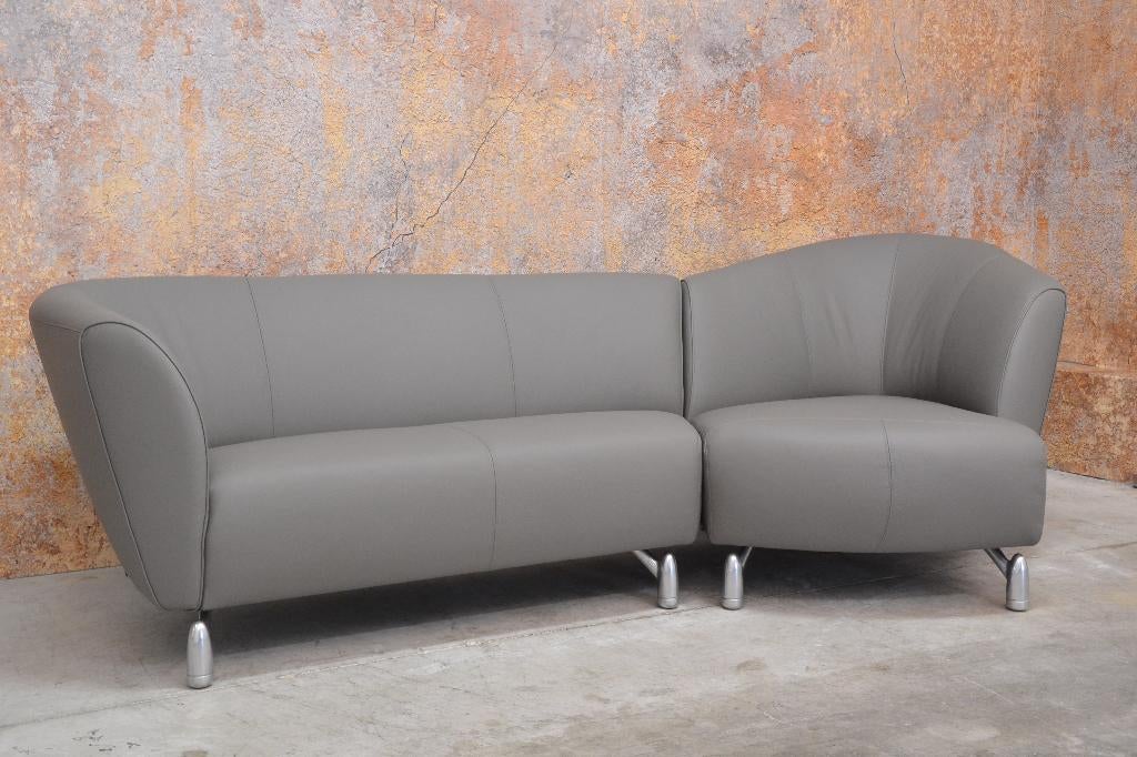 NIEUW beklede grijze leren Leolux Pupilla design hoekbank, 250 tot 300 cm, Leolux, Leolux, Hoekbank