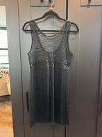 Zwart gehaakt top met franjes - H&M maat xs / s, Zwart, Ophalen of Verzenden, Zo goed als nieuw, Zonder mouw