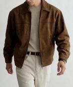 Bruine jas met suède look, Ophalen of Verzenden, Gedragen, Maat 52/54 (L), Bruin