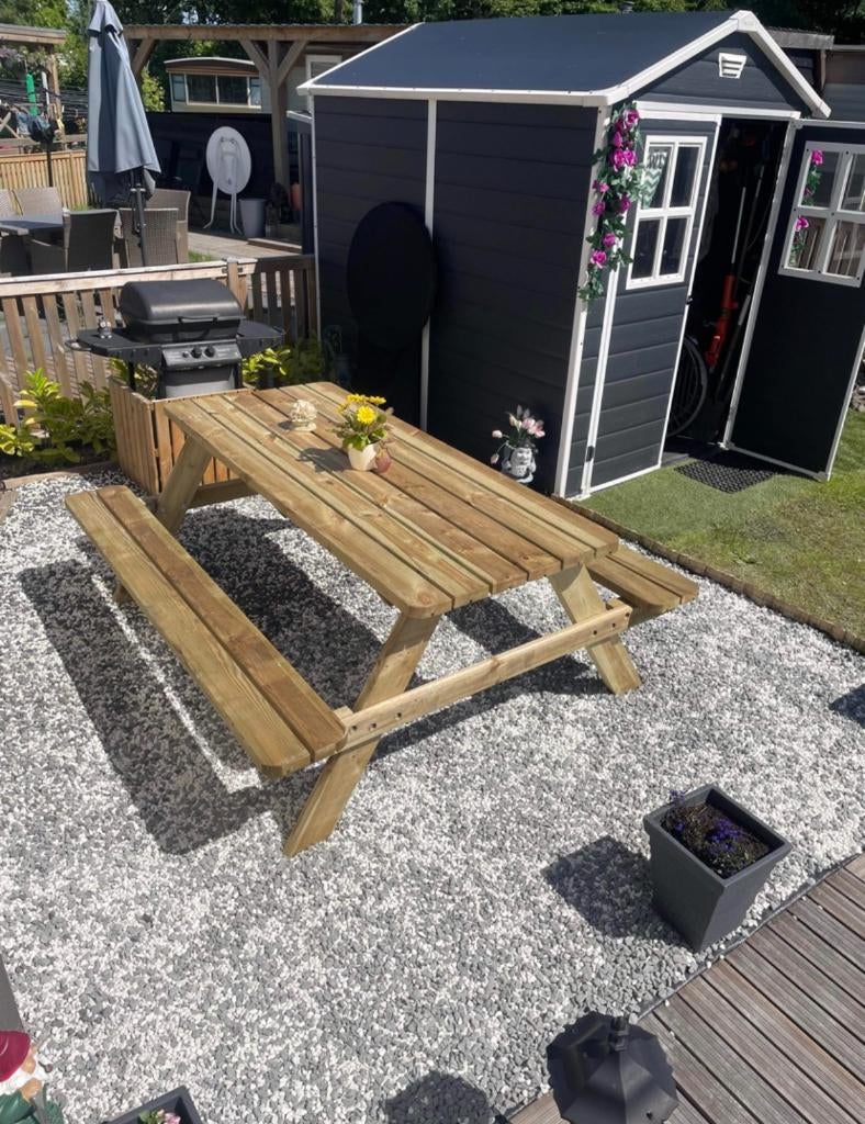 Stevige Picknicktafels - Nieuw en Geïmpregneerd, Ophalen of Verzenden, Nieuw, Rechthoekig, Hout