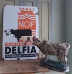 Groot oud emaille reclamebord & koe te koop, Ophalen, Gebruikt, Reclamebord