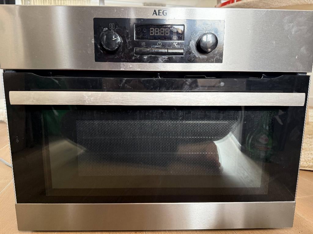 Inbouwoven AEG combi oven, Witgoed en Apparatuur, Ovens, Gebruikt, Inbouw, Oven, Minder dan 45 cm, 45 tot 60 cm, Stoom, Draaiplateau