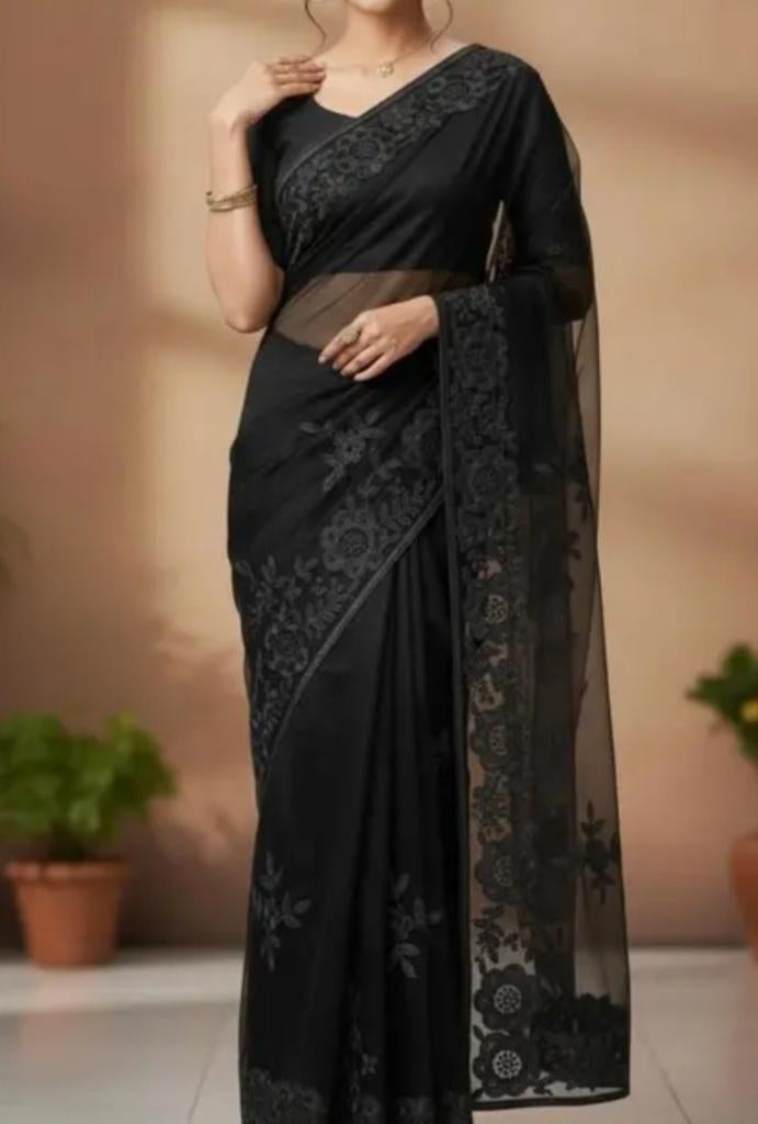 Saree/Sari, Maat 38/40 (M), Overige typen, Zwart, Nieuw