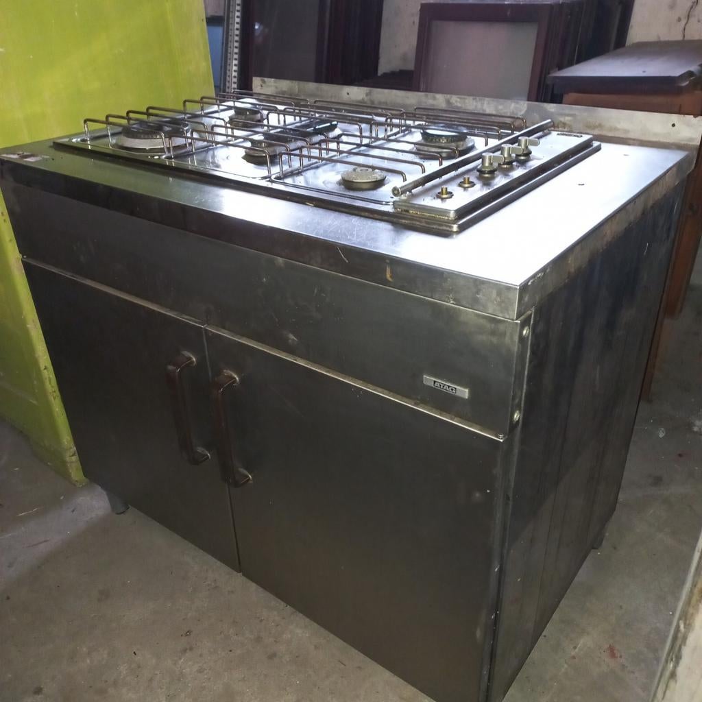 rvs keukenblok atag met smeg gasfornuis, Huis en Inrichting, Keuken | Keukenelementen, Gebruikt, Minder dan 100 cm, 100 tot 150 cm