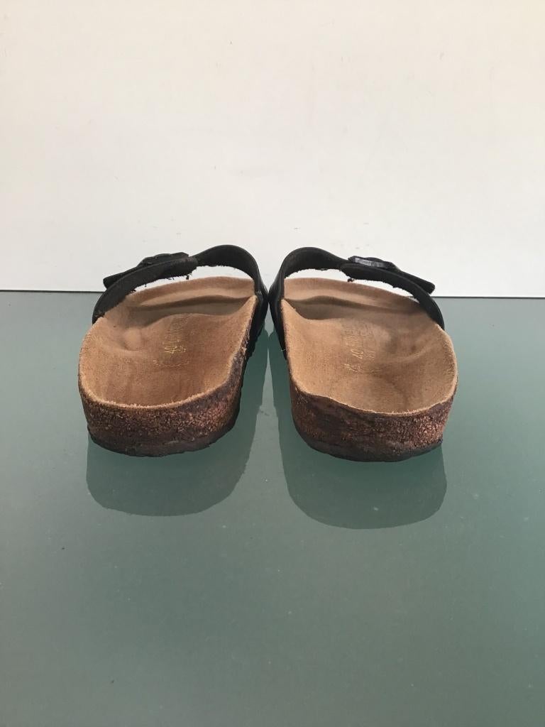 Birkenstock 40 Madrid zwarte slippers | Gratis verzenden, Kleding | Dames, Schoenen, Slippers, Verzenden, Zwart, Zo goed als nieuw
