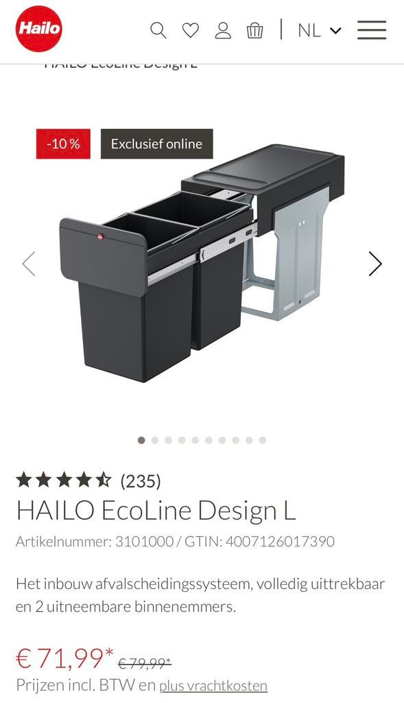 Prullenbak, Ophalen of Verzenden, Zo goed als nieuw