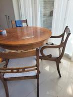 Uitschuifbare eettafel met stoelen, Huis en Inrichting, Gebruikt, Rond, Klassiek, landelijk, Ophalen of Verzenden