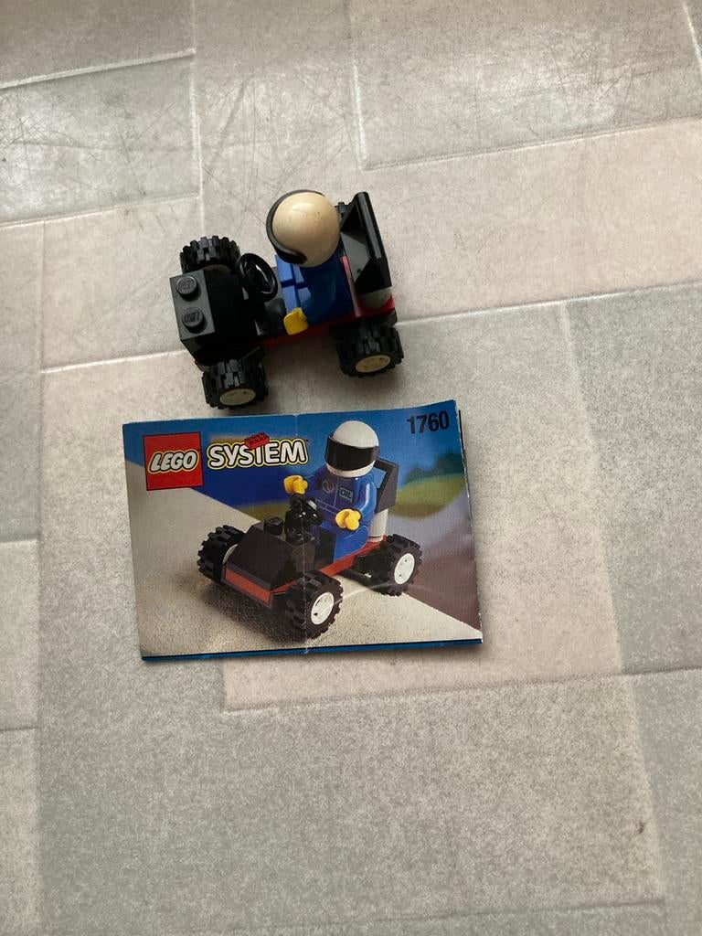 Lego System 1760: Race Car met Coureur en Handleiding, Ophalen of Verzenden, Zo goed als nieuw, Complete set, Lego