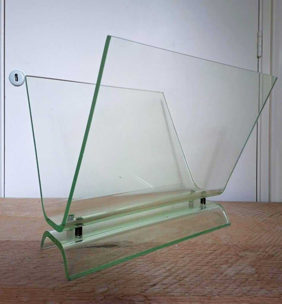 Vintage plexiglas krantenbak/lectuurbak – jaren 70/80 design, Ophalen of Verzenden, Gebruikt