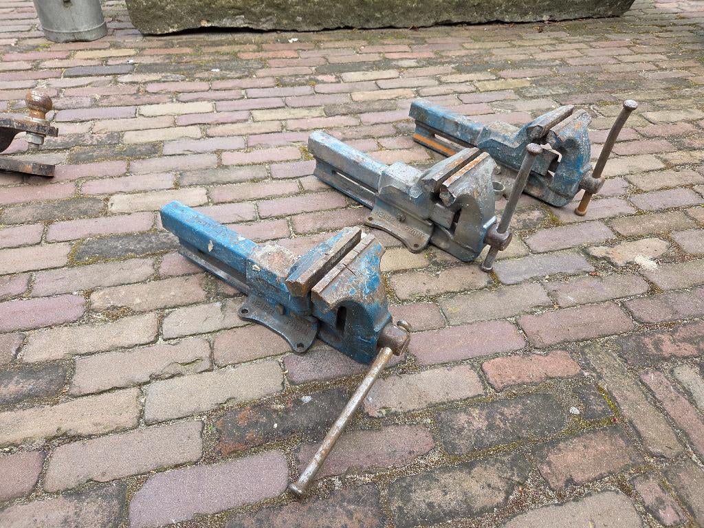 3 x Front Heuer bankschroef, Bek breedte 14 cm, Ophalen, Zo goed als nieuw, Minder dan 70 cm, Bankschroef