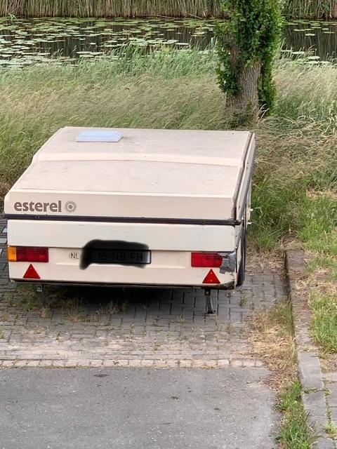 Esterel vouwwagen met grote voortent, Caravans en Kamperen, Vouwwagens, tot en met 3, Beige, Aanwezig, Ophalen