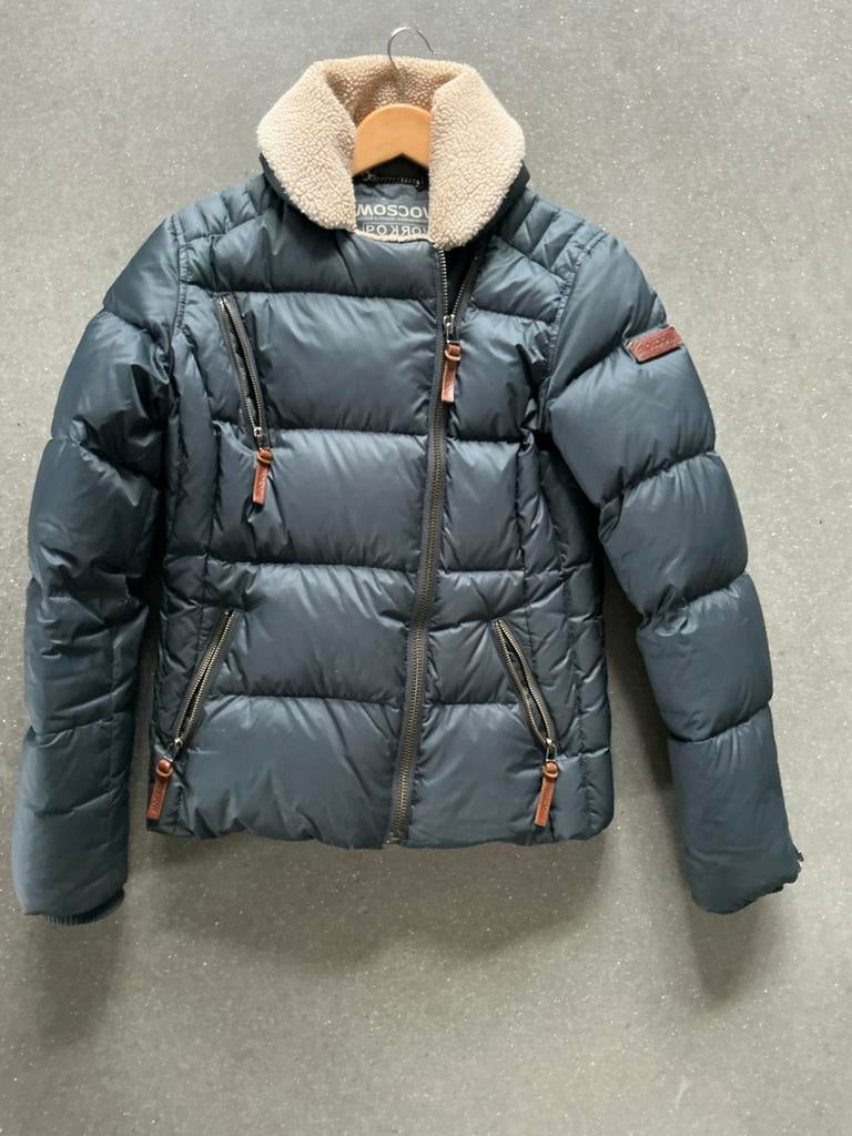 Dikke dons MOSKOW jas, prachtig , grijs groen mt M, Kleding | Dames, Ophalen of Verzenden, Zo goed als nieuw, Groen