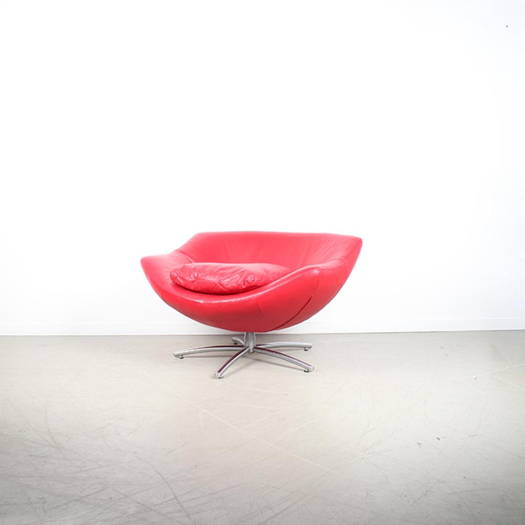 1x  Label Gigi Fauteuil Rood Leer - Aluminium, Huis en Inrichting, Fauteuils, Niet ingevuld, Niet ingevuld, Ophalen of Verzenden