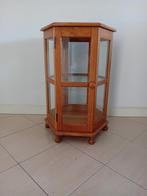 Zeshoekige vitrinekast 75cm hoog, licht eiken, Ophalen, Glas, 50 tot 100 cm, Minder dan 100 cm