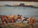 Schilderij Sjoerd Visser (1900-1972) - Koeien in Landschap, Antiek en Kunst, Kunst | Schilderijen | Klassiek, Ophalen of Verzenden