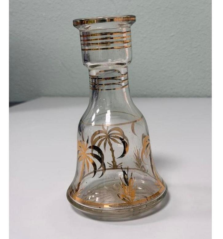 Vintage glazen vaas 20cm glas met palmboom bloemen vaas, Antiek en Kunst, Antiek | Vazen, Ophalen of Verzenden