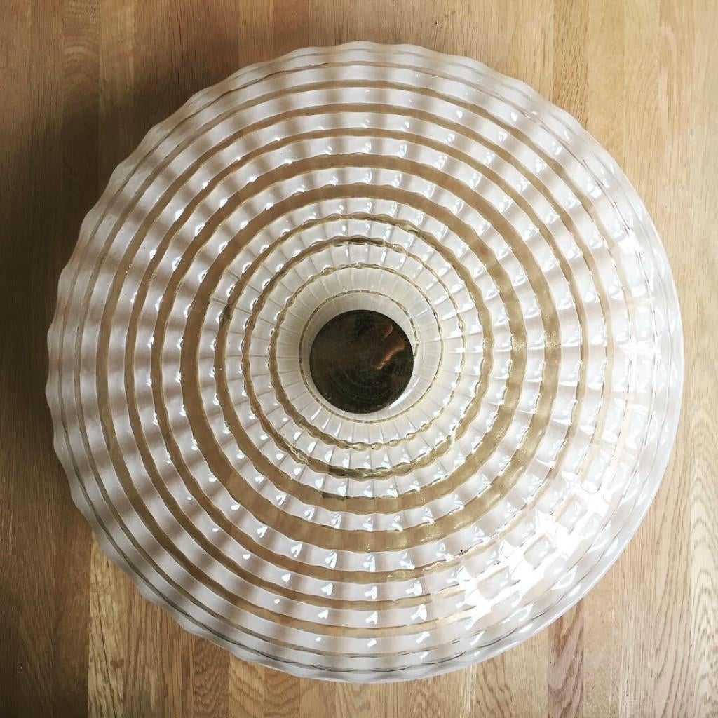 vintage ice glass dome hanglamp Kalmar Orrefors, Kalmar, Gebruikt, Art deco, Ophalen of Verzenden