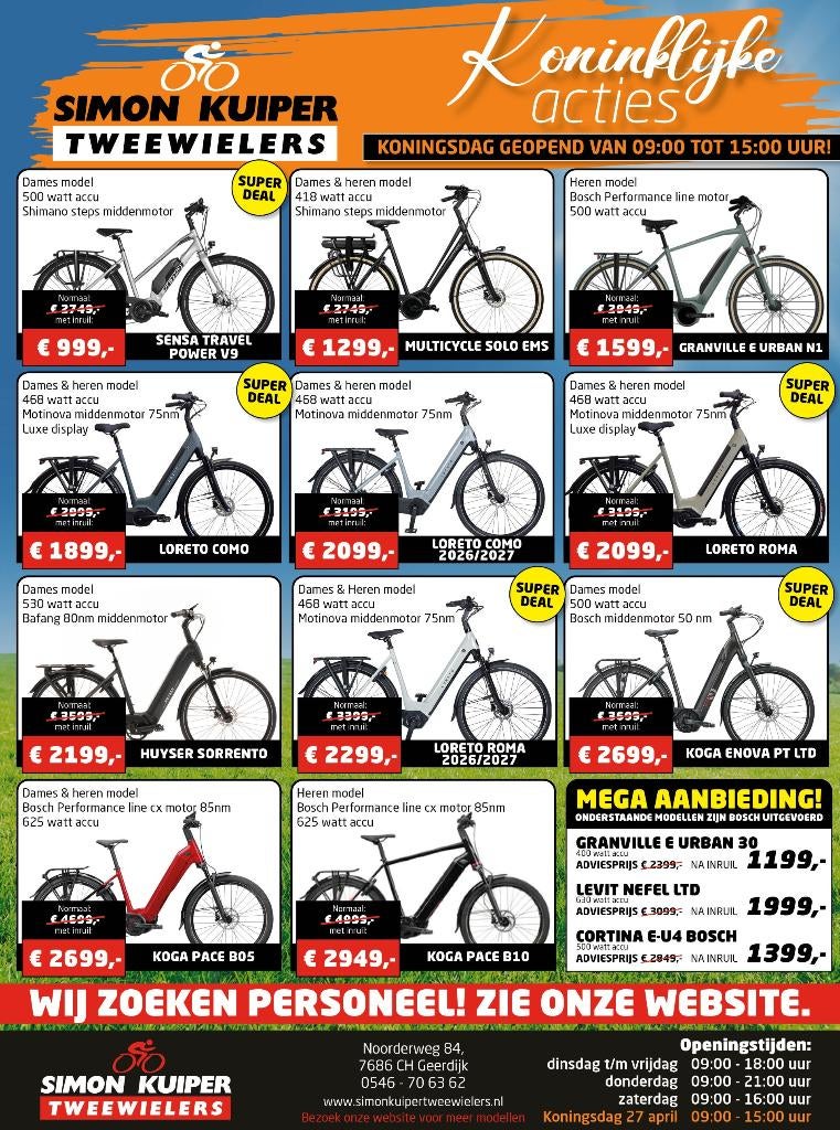 MEGASALE BIJ SIMON KUIPER TWEEWIELERS! KONINGSDAG GEOPEND, Ophalen of Verzenden, Gebruikt, Overige merken