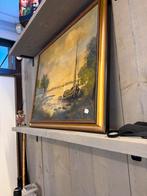 Oud Hollands Landschap Schilderij met Boot, Ophalen