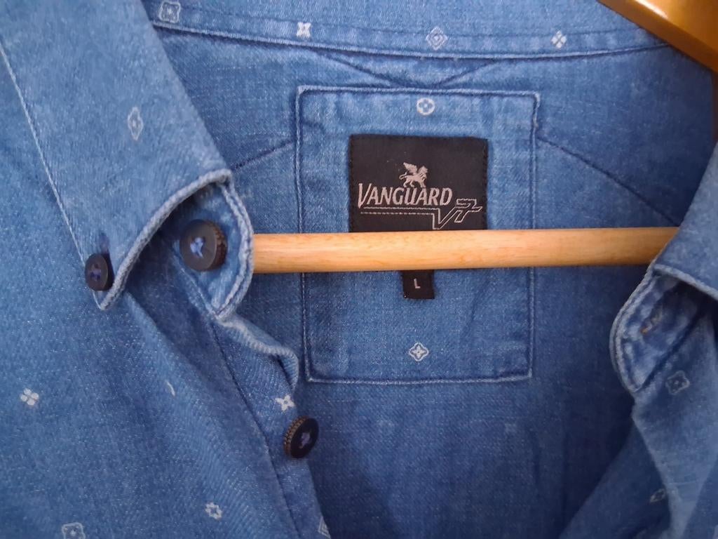 Vanguard spijker overhemd maat L - I.z.g.st, Kleding | Heren, Overhemden, Blauw, Ophalen of Verzenden, Zo goed als nieuw, Halswijdte 41/42 (L)