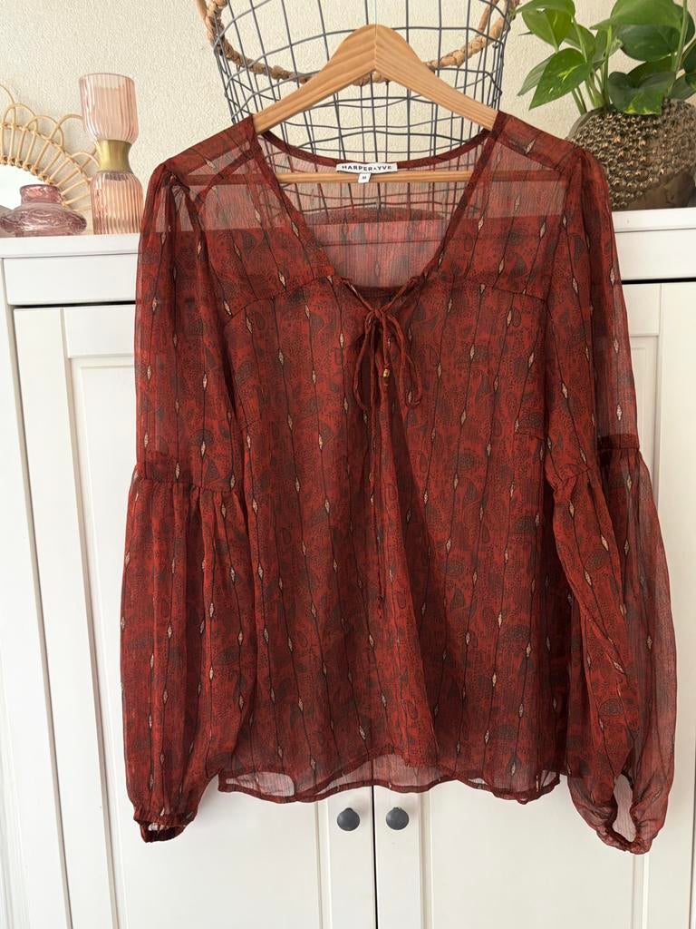 Harper & Yve blouse maat M, Kleding | Dames, Blouses en Tunieken, Ophalen of Verzenden, Zo goed als nieuw, Maat 38/40 (M), Bruin