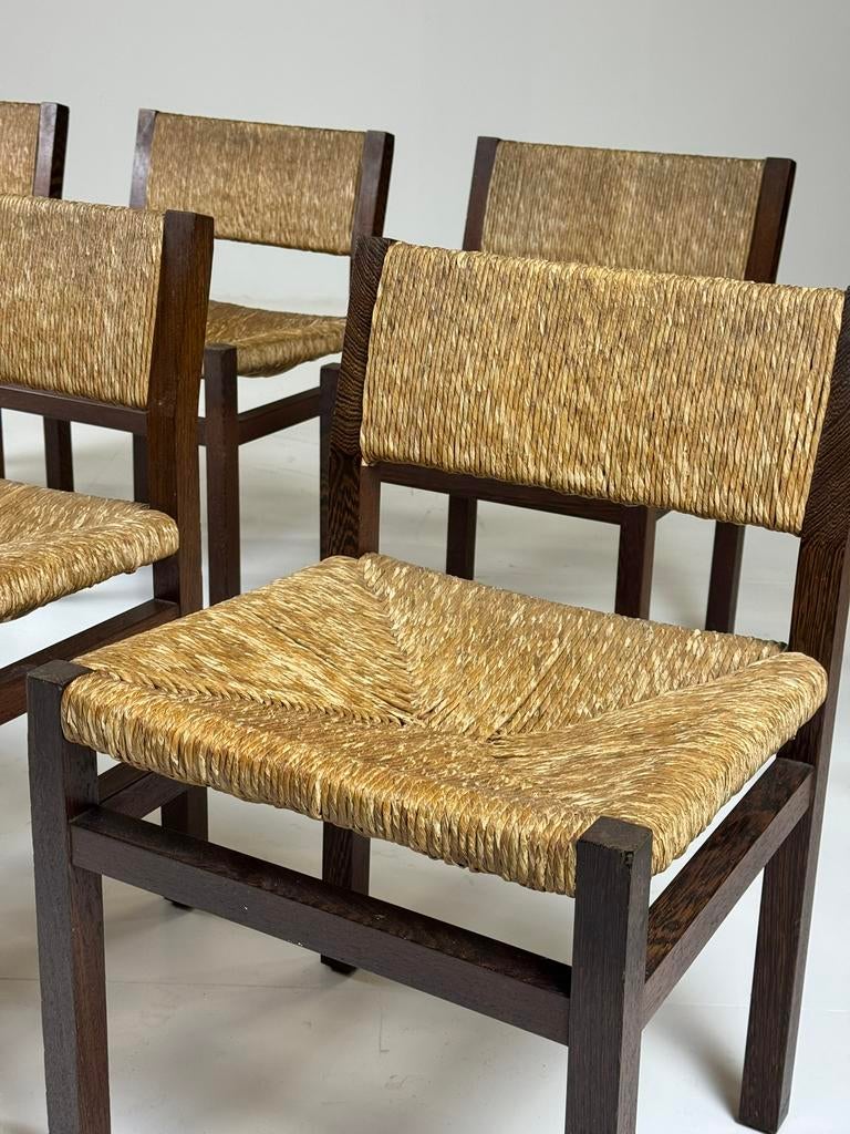 Martin Visser eetkamerstoelen vintage, Ophalen, Zo goed als nieuw, Bruin, Vijf, Zes of meer stoelen