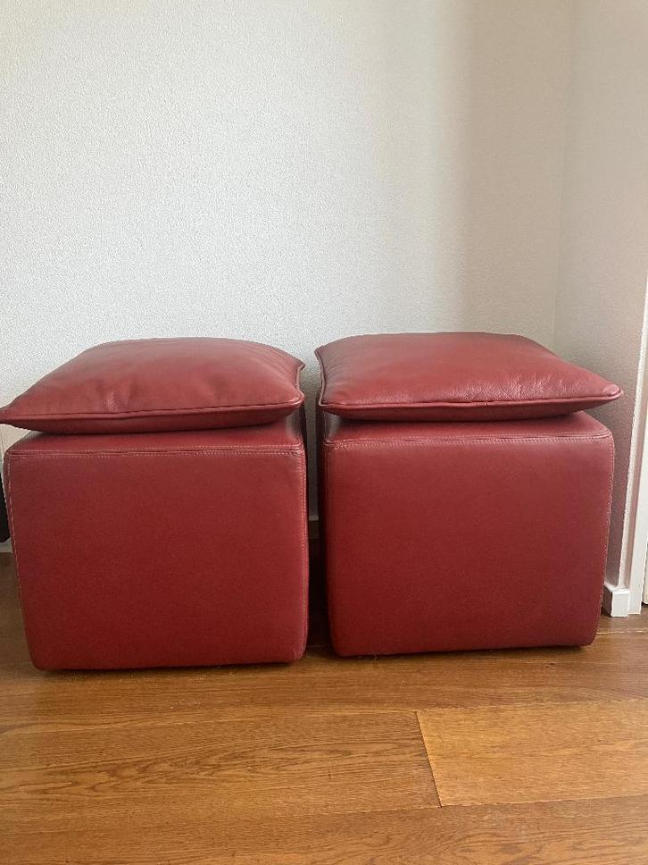 HOCKERS LEDER, Huis en Inrichting, Banken | Voetenbanken en Poefen, Zo goed als nieuw, Minder dan 50 cm, Minder dan 50 cm, Rechthoekig