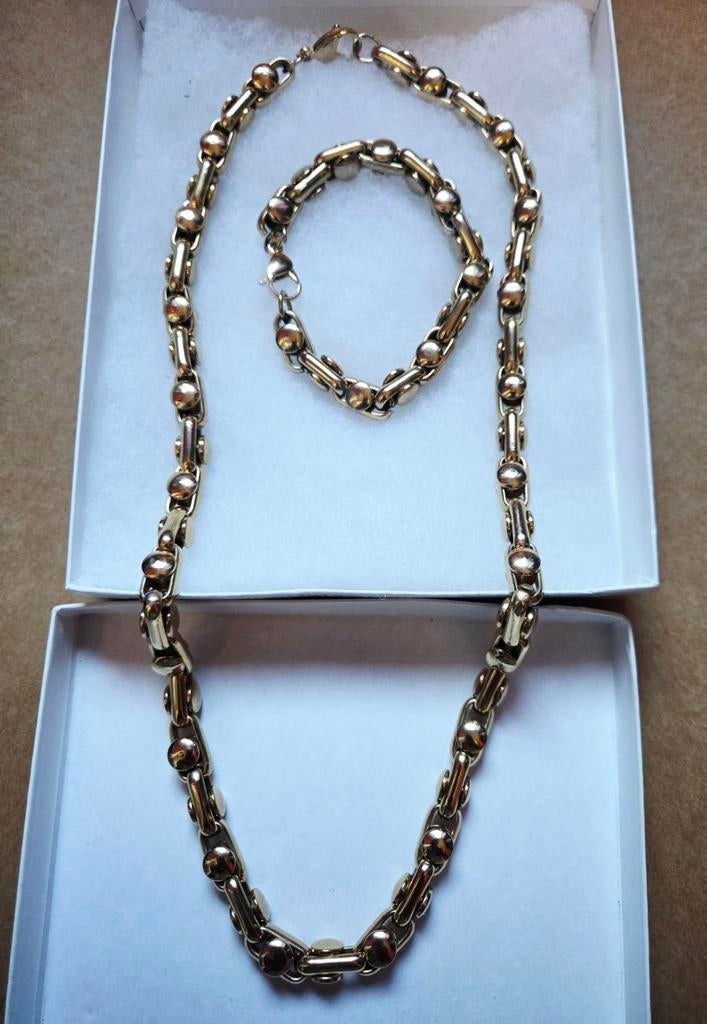 Ketting + armband Monte Carlo schakel *Nieuw*, Ophalen of Verzenden, Nieuw, Goud, Overige materialen