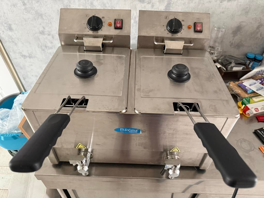 Maxima dubbele friteuse, 4 liter of meer, Ophalen, Gebruikt, Duo-friteuse