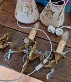 Vintage Wandlampen met Kristallen en Lampenkappen, Gebruikt, Ophalen of Verzenden, Onbekend, Glas
