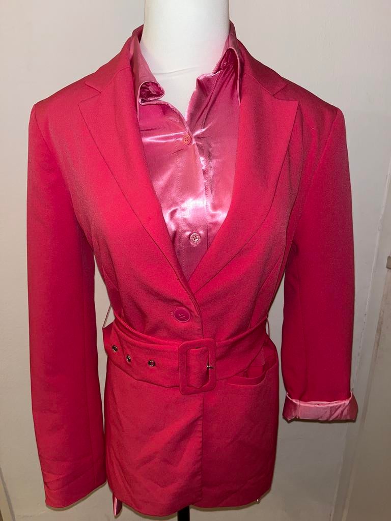 Mooie roze colbert met ceintuur, Ophalen of Verzenden, Zo goed als nieuw, Jasje, Roze