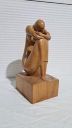 Prachtig eiken houten gestoken beeld, V. D. Steen FR., Antiek en Kunst, Kunst | Beelden en Houtsnijwerken, Ophalen of Verzenden