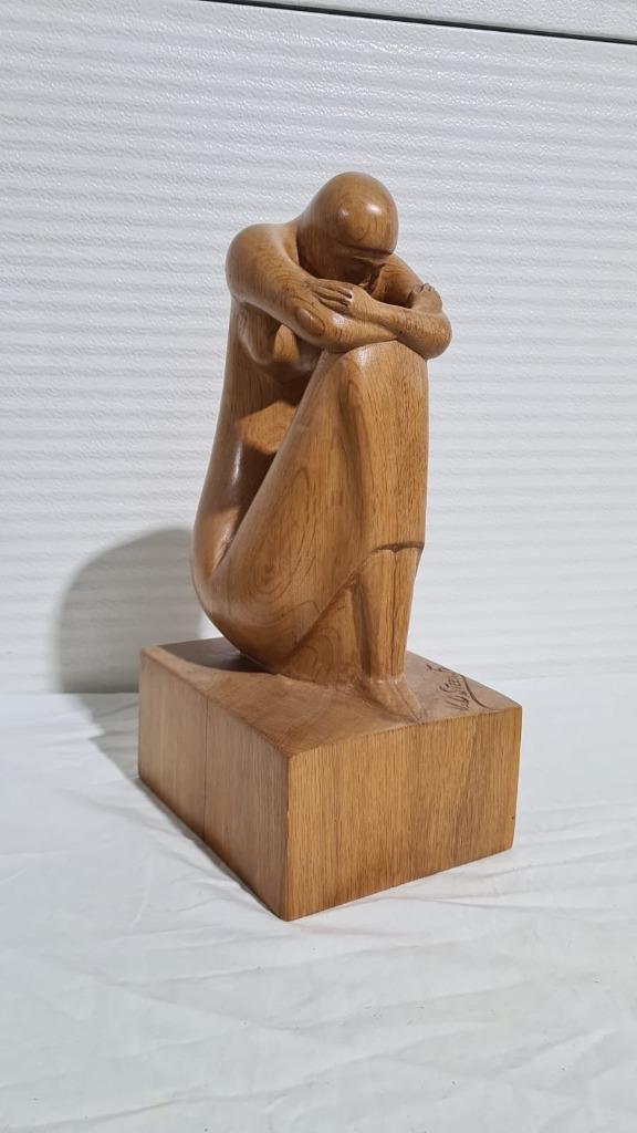 Prachtig eiken houten gestoken beeld, V. D. Steen FR., Antiek en Kunst, Kunst | Beelden en Houtsnijwerken, Ophalen of Verzenden