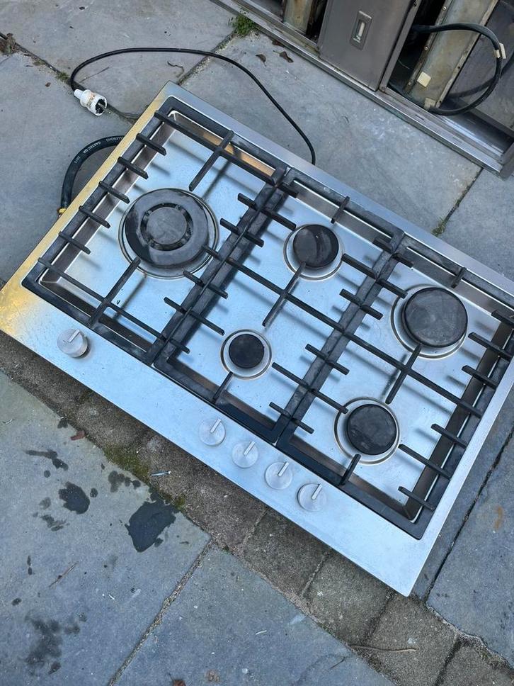 Boretti BGW75 gaskookplaat 75 cm + afzuigkap, Witgoed en Apparatuur, Kookplaten, Gebruikt, Inbouw, Gas, 5 kookzones of meer, Ophalen