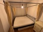 Hemelbed gietijzer, Huis en Inrichting, Slaapkamer | Bedden, Ophalen, Zwart, Tweepersoons, Zo goed als nieuw