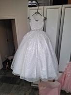 Witte Meisjes Feestjurk met Glitters en Strass Riem, Ophalen, Zo goed als nieuw, Meisje