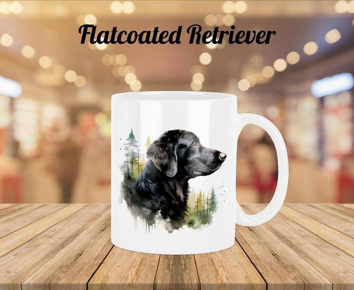 Flatcoated Retriever profiel mok, Huis en Inrichting, Keuken | Servies, Nieuw, Kop(pen) en/of Schotel(s), Overige stijlen, Verzenden