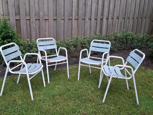 4 vintage, retro tuinstoelen, Antiek en Kunst, Curiosa en Brocante, Ophalen