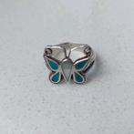 Vlinder zilveren ring navajo, Sieraden, Tassen en Uiterlijk, Gebruikt, 19 tot 20, Ophalen of Verzenden, Met edelsteen