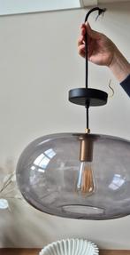 Karwei hanglamp odin messing rookglas zwart, Ophalen, Zo goed als nieuw, Glas, Minder dan 50 cm