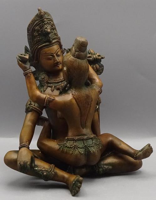 Zwaar Brons Yab Yum Samantabhadra 2 delig beeld Uniek, Antiek en Kunst, Kunst | Beelden en Houtsnijwerken, Ophalen of Verzenden