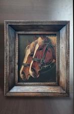 Schilderij paarden olieverf op doek in zware houten lijst, Antiek en Kunst, Kunst | Schilderijen | Klassiek, Ophalen of Verzenden