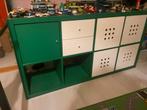Groene kallax kast met lade en deurtje en bakken, Ophalen, Zo goed als nieuw