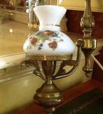 Brocante wandlamp / olielamp kap glas wit met bloem - koper, Huis en Inrichting, Lampen | Wandlampen, Glas, Antiek / klassiek