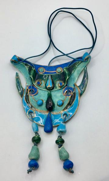 Vintage keramische ketting emaille design handgemaakt groot beschikbaar voor biedingen